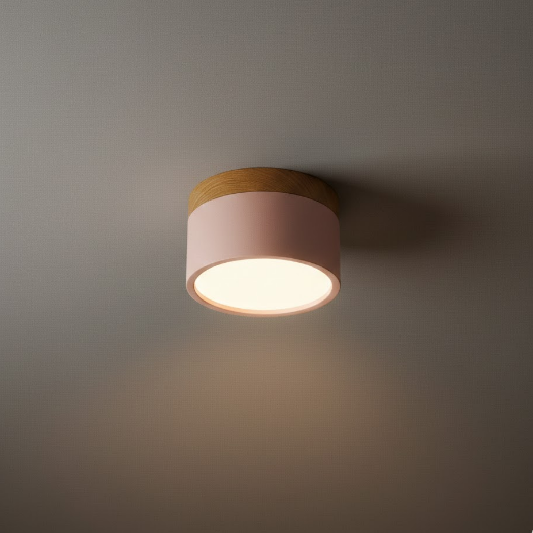 Plafonnier LED Cylindre Nordique Bois | 3 Températures couleur LED SMD | Épure