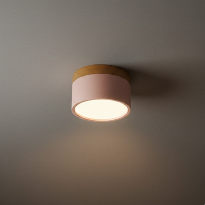 Plafonnier LED Cylindre Nordique Bois | 3 Températures couleur LED SMD | Épure