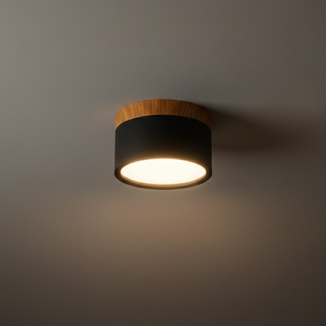 Plafonnier LED Cylindre Nordique Bois | 3 Températures couleur LED SMD | Épure