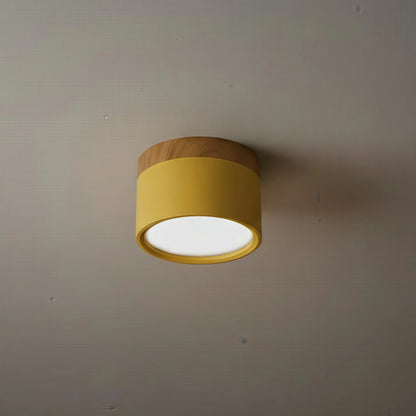 Plafonnier LED Cylindre Nordique Bois | 3 Températures couleur LED SMD | Épure