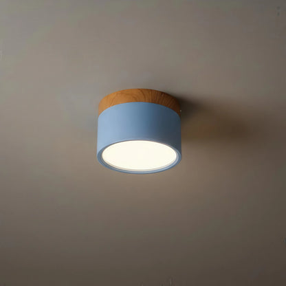 Plafonnier LED Cylindre Nordique Bois | 3 Températures couleur LED SMD | Épure