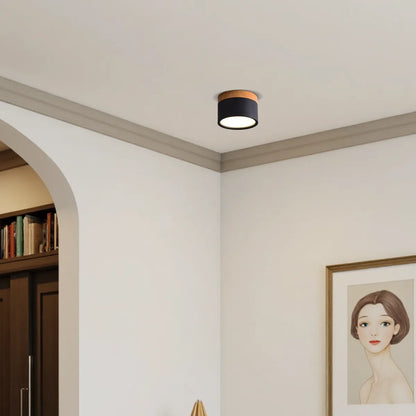 Plafonnier LED Cylindre Nordique Bois | 3 Températures couleur LED SMD | Épure