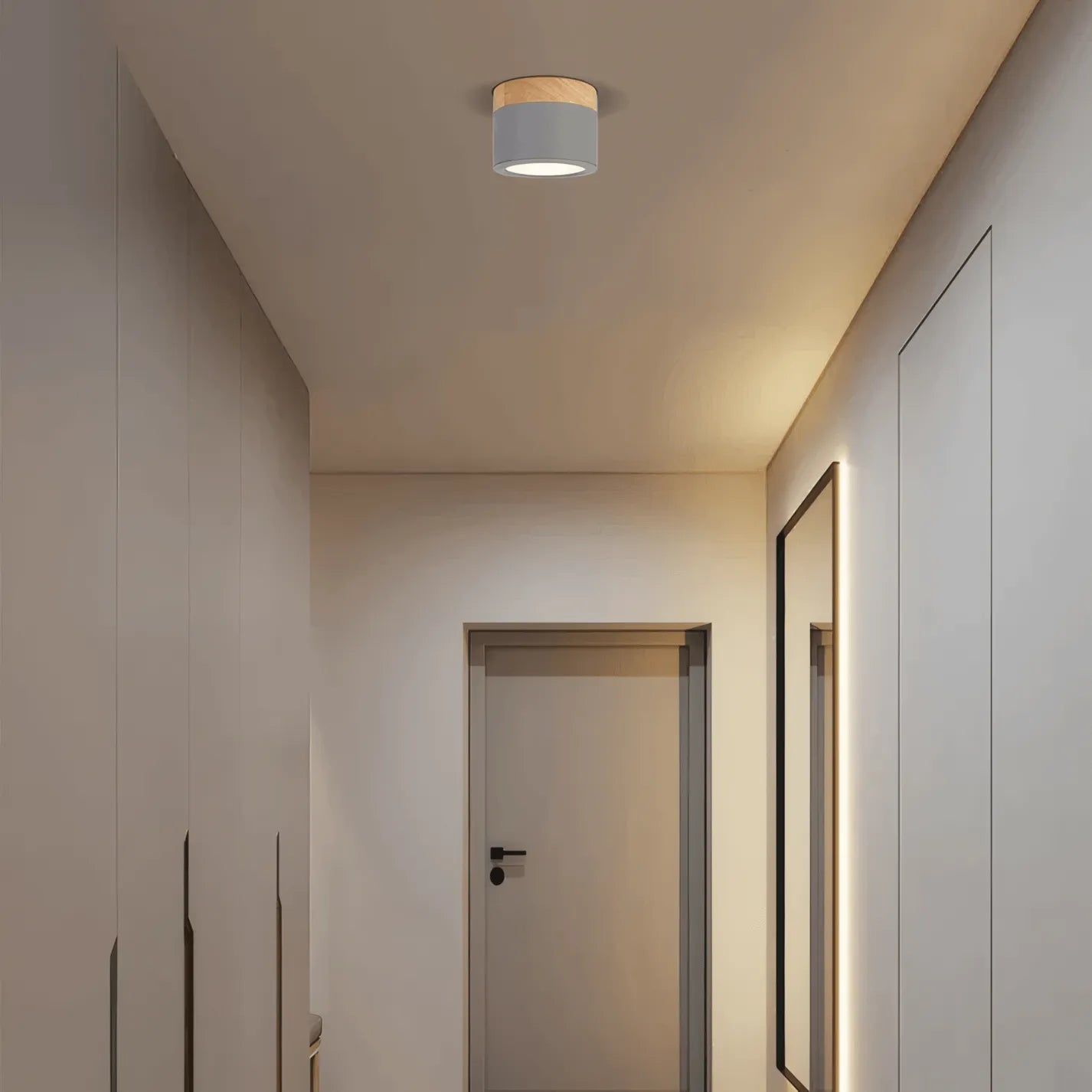 Plafonnier LED Cylindre Nordique Bois | 3 Températures couleur LED SMD | Épure
