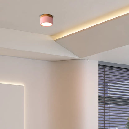 Plafonnier LED Cylindre Nordique Bois | 3 Températures couleur LED SMD | Épure