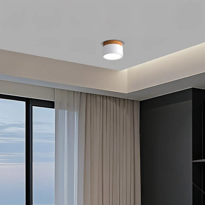 Plafonnier LED Cylindre Nordique Bois | 3 Températures couleur LED SMD | Épure