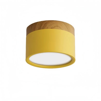Plafonnier LED Cylindre Nordique Bois | 3 Températures couleur LED SMD | Épure