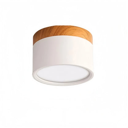 Plafonnier LED Cylindre Nordique Bois | 3 Températures couleur LED SMD | Épure