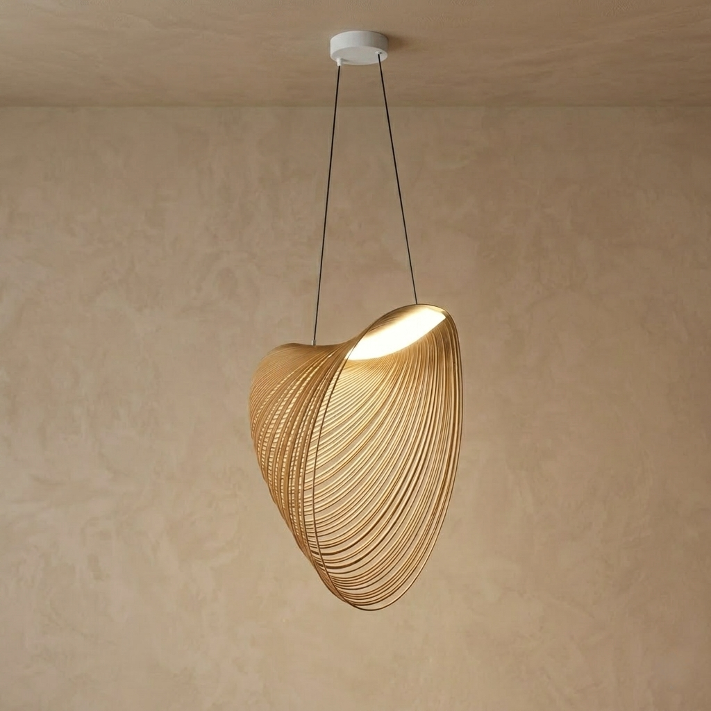 Lustre Suspension Bois ArtDéco | LED Intégré, Cordons Réglables | Série Atelier