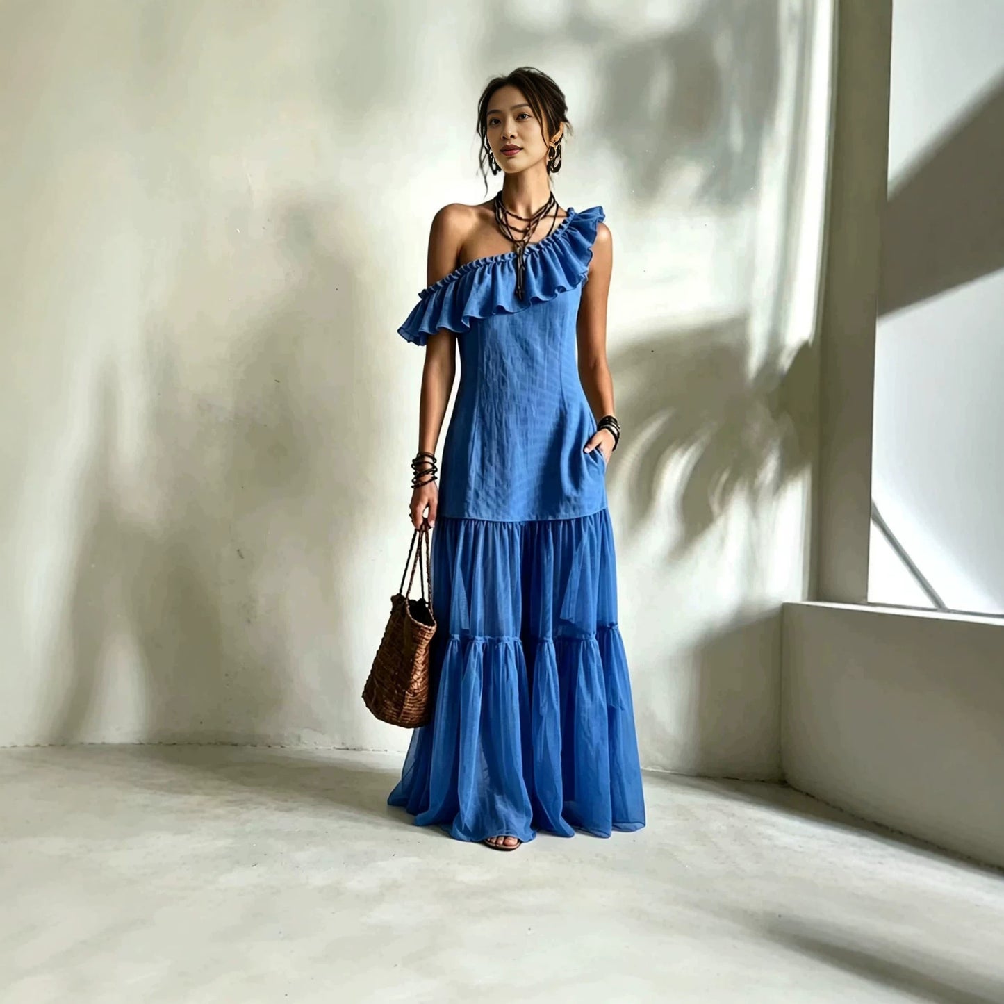 Robe Sans Manches | Volants Délicats Couleurs Variées | Série Éclat