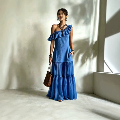 Robe Sans Manches | Volants Délicats Couleurs Variées | Série Éclat