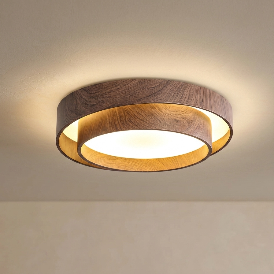 Plafonnier LED Métal et Acrylique Noyer | LED Intégrée 24-36W | Série Atelier
