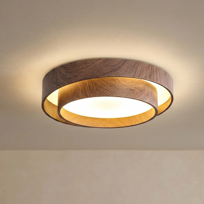Plafonnier LED Métal et Acrylique Noyer | LED Intégrée 24-36W | Série Atelier