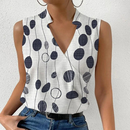 Imprimé Sans Manches T-shirt Lin de Bambou | Léger Respirant | Ligne Urbaine