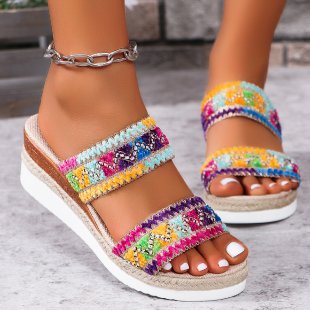Sandales Wedge Toile et Jute | Larges Bandes Doublure PU | Zenith