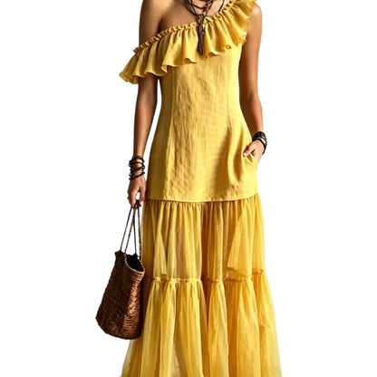 Robe Sans Manches | Volants Délicats Couleurs Variées | Série Éclat