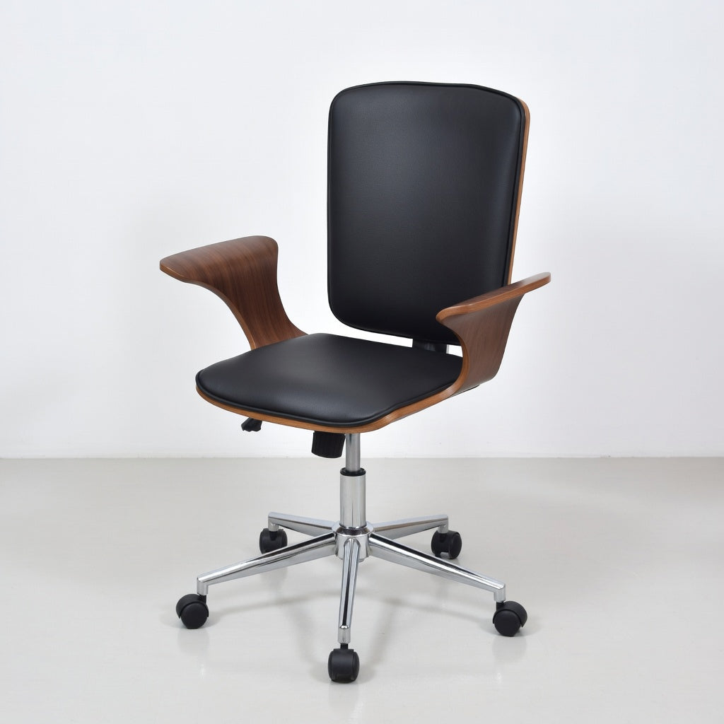 Chaise de Bureau Ergonomique en Bois Courbé avec Similicuir Doux | Design Contemporain pour Confort Optimal