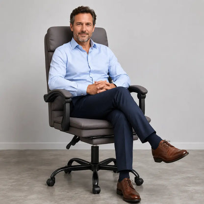 Fauteuil de Bureau Ergonomique Oryn en Similicuir avec Repose pied et Massage - Seryze