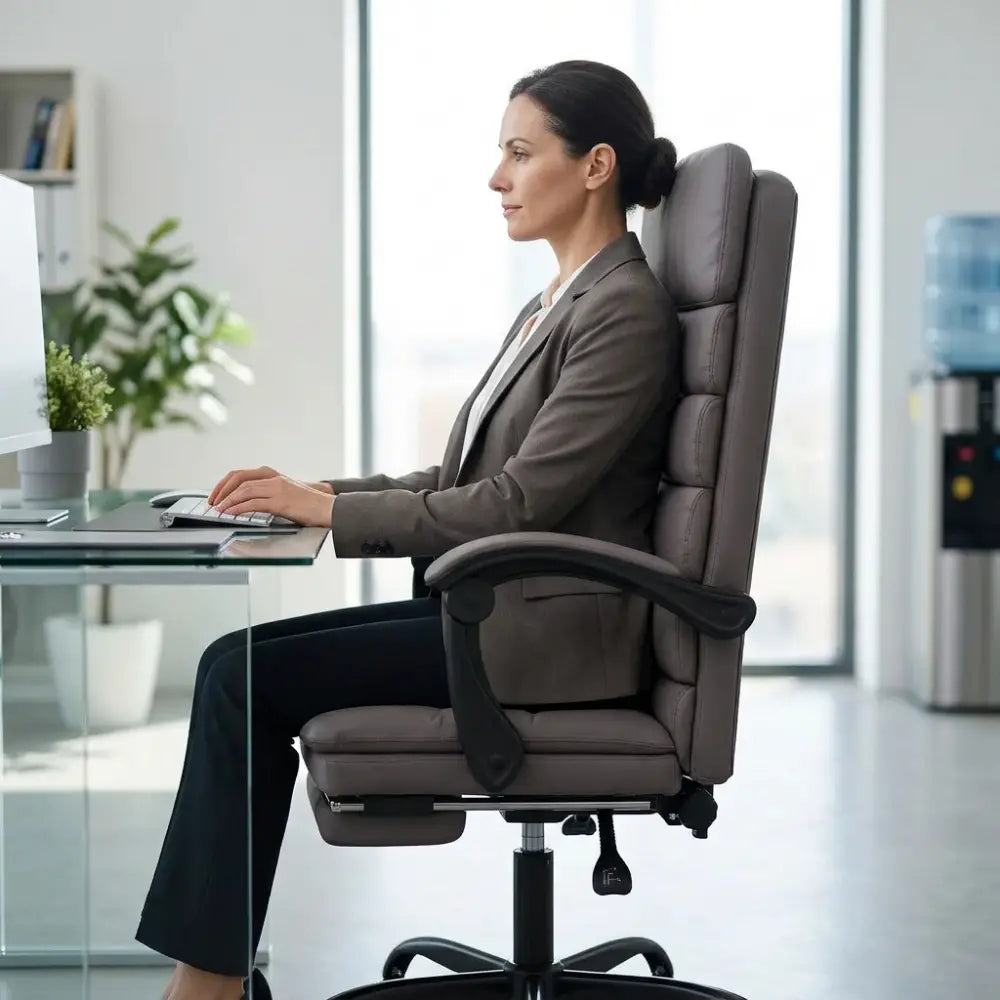 Fauteuil de Bureau Ergonomique Oryn en Similicuir avec Repose pied et Massage - Seryze