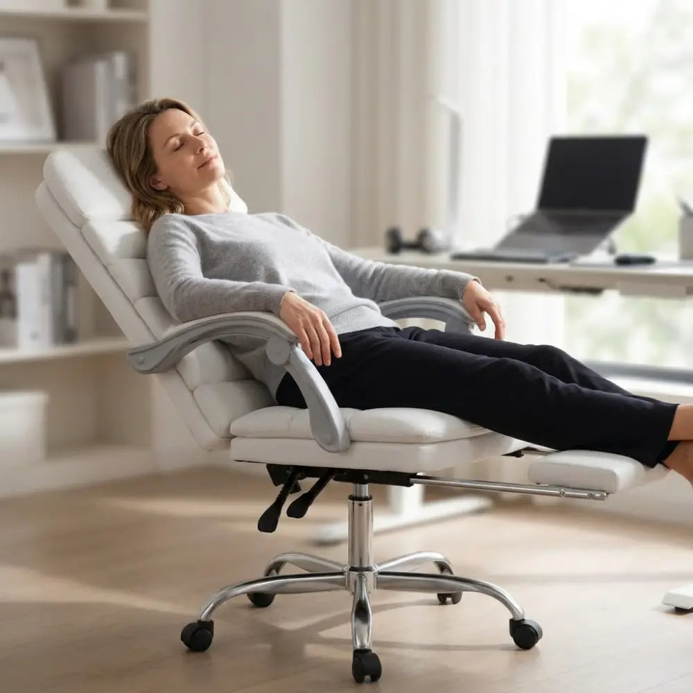 Fauteuil de Bureau Ergonomique Oryn en Similicuir avec Repose pied et Massage - Seryze