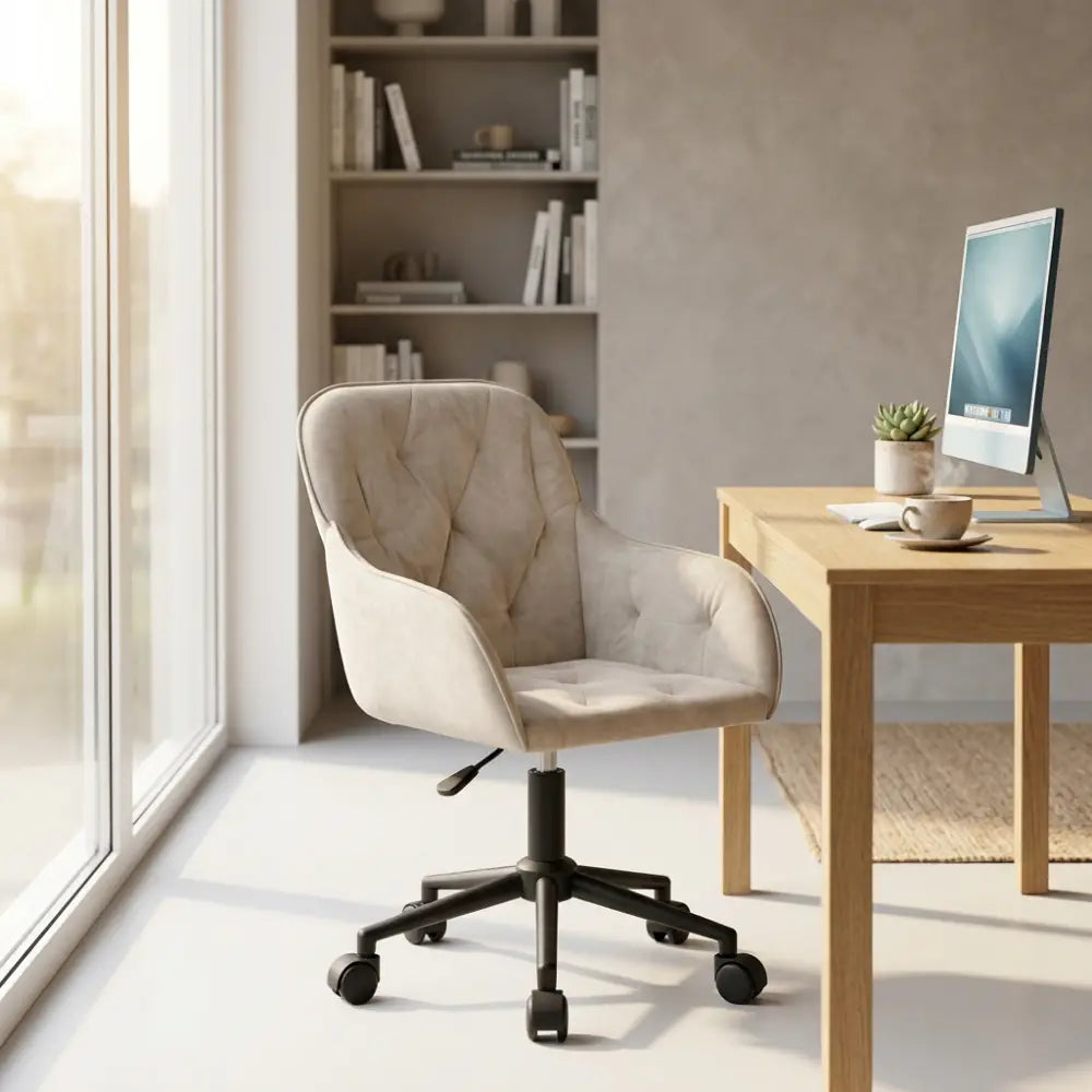 Chaise de Bureau Pivotante Talia en Velours Réglable - Seryze