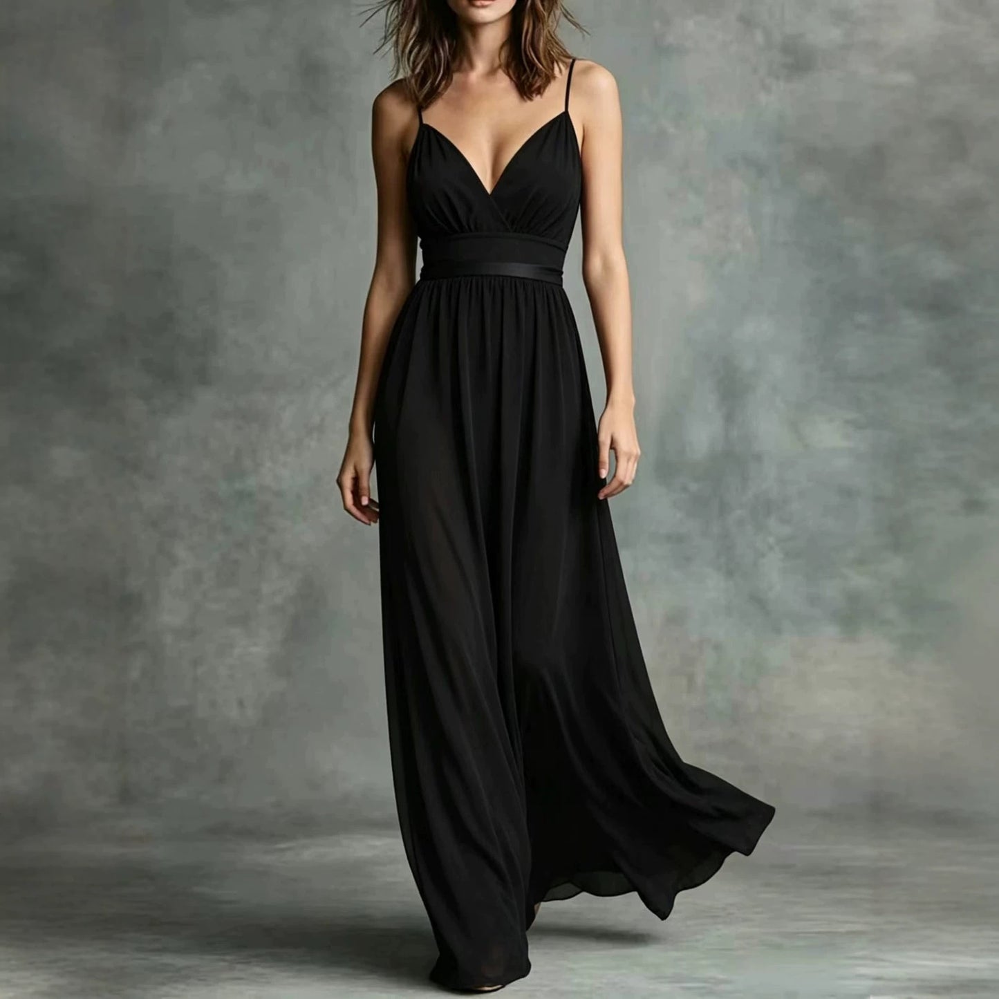 Robe Élégante Sans Manches Polyester | Taille Cintrée Ourlet Évasé | Ligne Chic