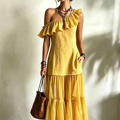 Robe Sans Manches | Volants Délicats Couleurs Variées | Série Éclat