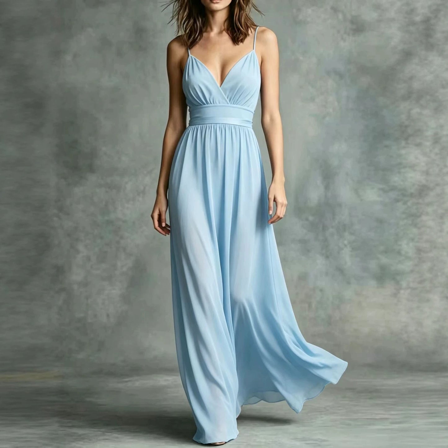 Robe Élégante Sans Manches Polyester | Taille Cintrée Ourlet Évasé | Ligne Chic
