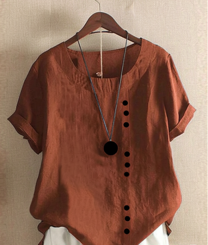 Blouse Lin Léger Ample | Boutons décoratifs Manches retroussées | SérieLumière