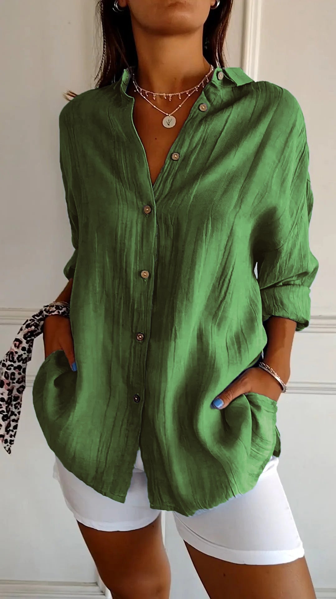 Chemise Ample Coton | Manches Retroussables Coupe Fluide | Série Élégance