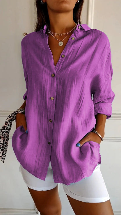 Chemise Ample Coton | Manches Retroussables Coupe Fluide | Série Élégance