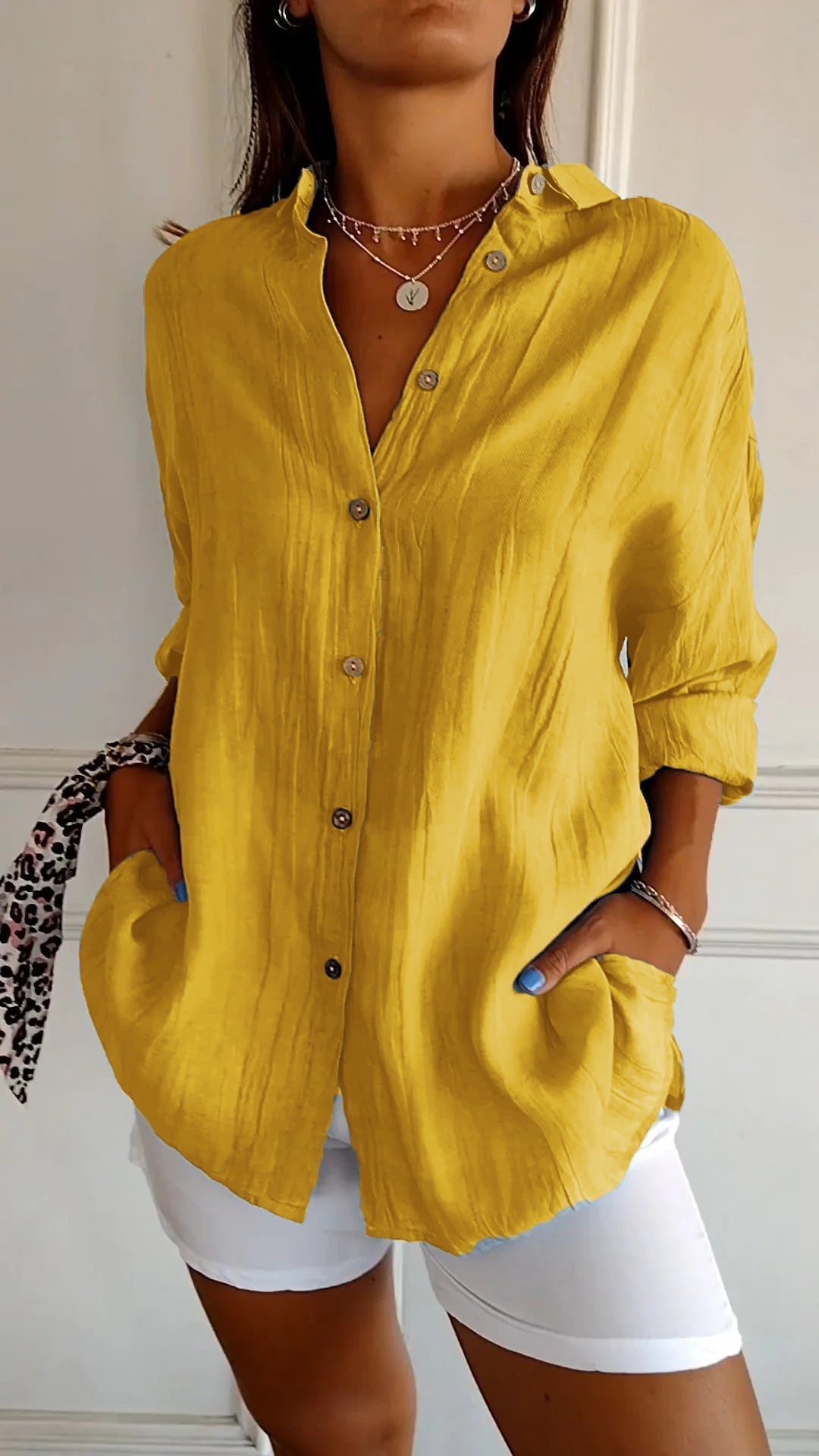 Chemise Ample Coton | Manches Retroussables Coupe Fluide | Série Élégance