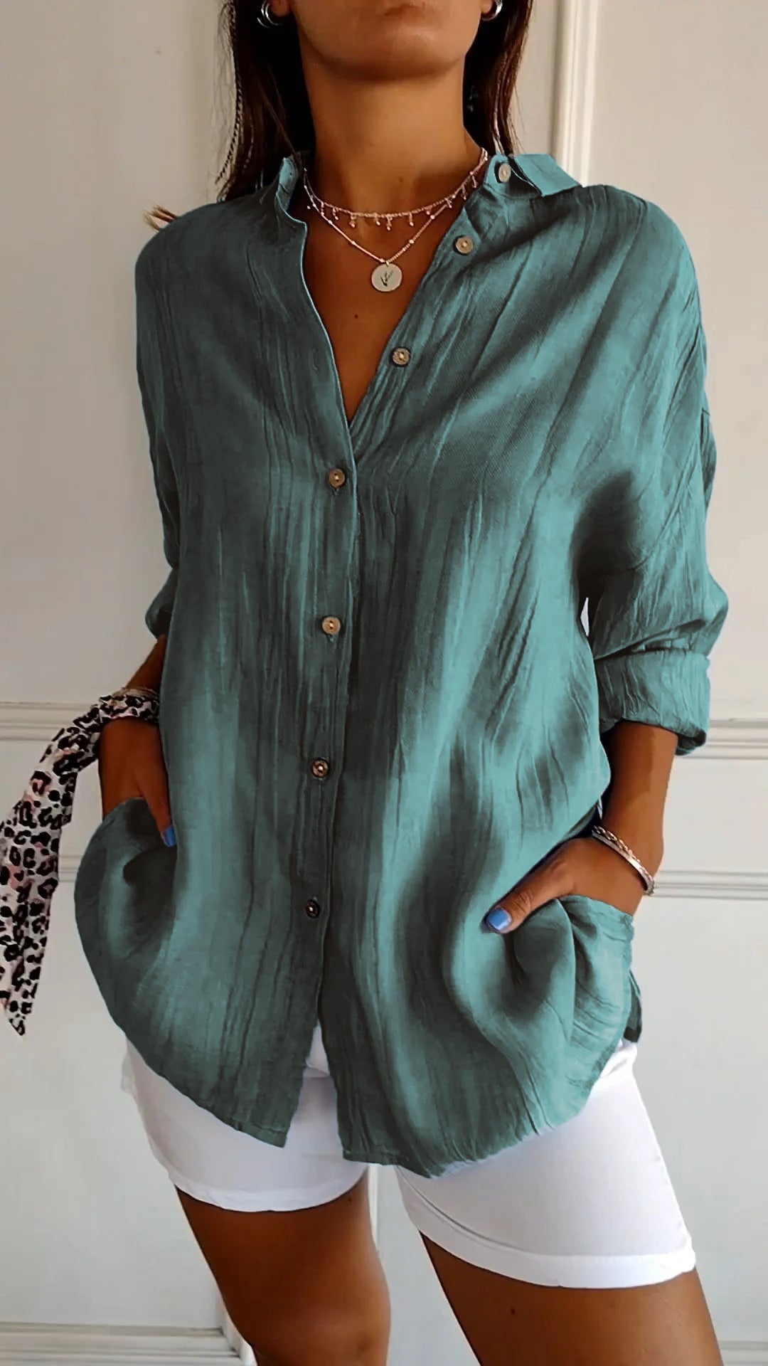 Chemise Ample Coton | Manches Retroussables Coupe Fluide | Série Élégance