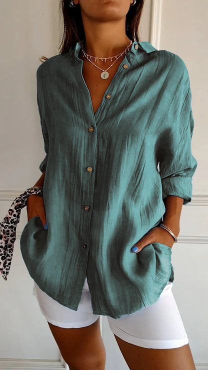 Chemise Ample Coton | Manches Retroussables Coupe Fluide | Série Élégance