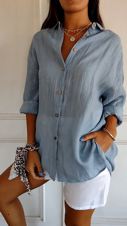 Chemise Ample Coton | Manches Retroussables Coupe Fluide | Série Élégance