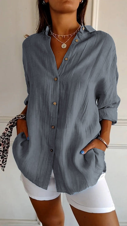 Chemise Ample Coton | Manches Retroussables Coupe Fluide | Série Élégance