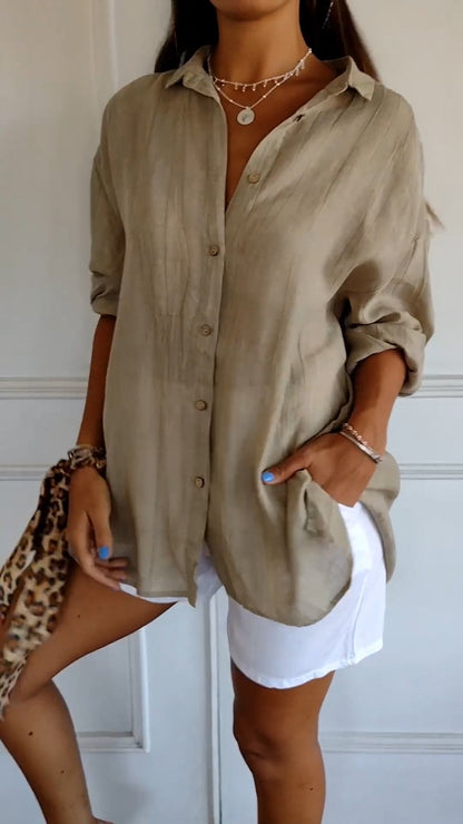 Chemise Ample Coton | Manches Retroussables Coupe Fluide | Série Élégance