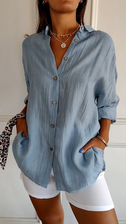 Chemise Ample Coton | Manches Retroussables Coupe Fluide | Série Élégance