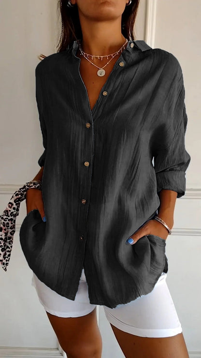 Chemise Ample Coton | Manches Retroussables Coupe Fluide | Série Élégance