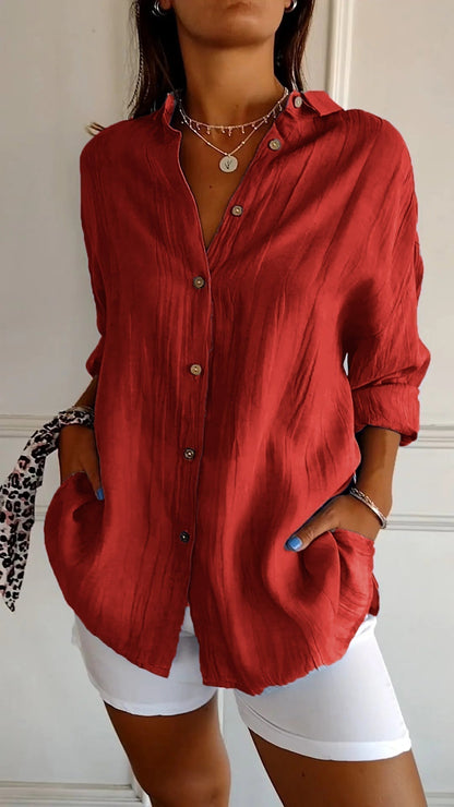 Chemise Ample Coton | Manches Retroussables Coupe Fluide | Série Élégance