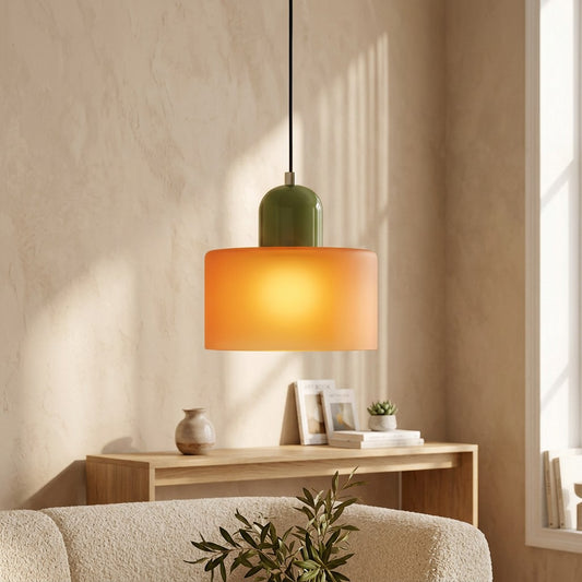Bauhaus Suspension Verre Coloré | Hauteur Ajustable LED | Série Aurora