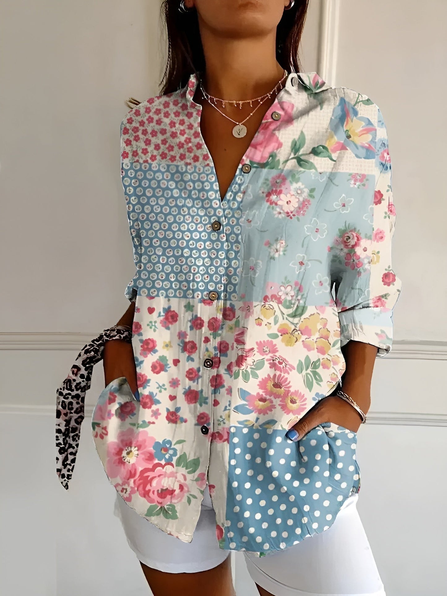 Chemise Fluide Imprimée Viscose | Col Ouvert Confort Décontracté