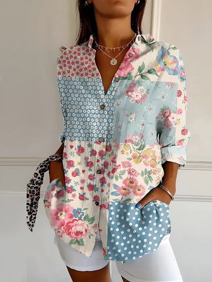 Chemise Fluide Imprimée Viscose | Col Ouvert Confort Décontracté