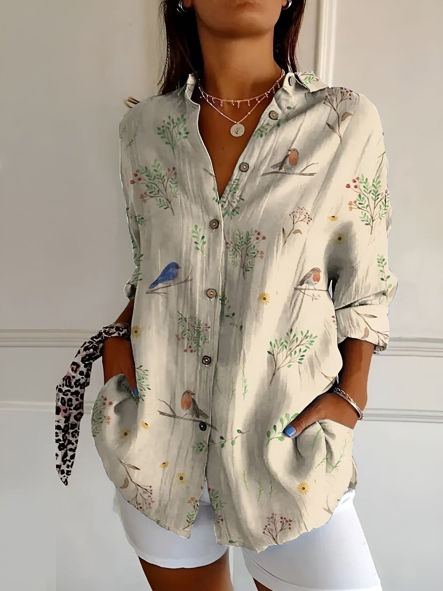Chemise Fluide Imprimée Viscose | Col Ouvert Confort Décontracté
