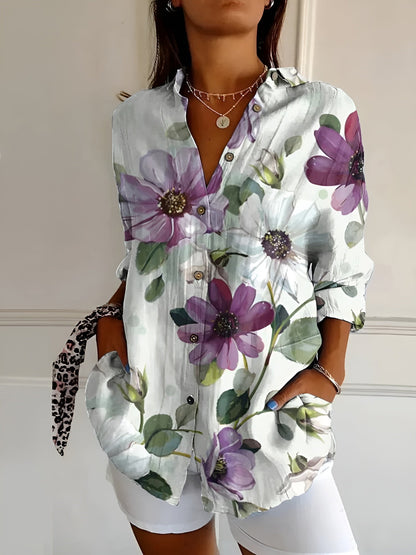 Chemise Fluide Imprimée Viscose | Col Ouvert Confort Décontracté