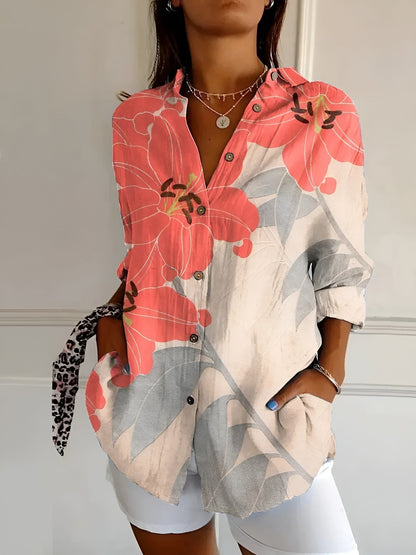 Chemise Fluide Imprimée Viscose | Col Ouvert Confort Décontracté