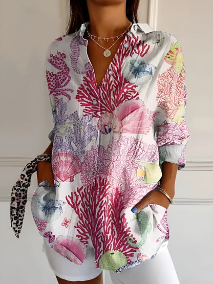 Chemise Fluide Imprimée Viscose | Col Ouvert Confort Décontracté